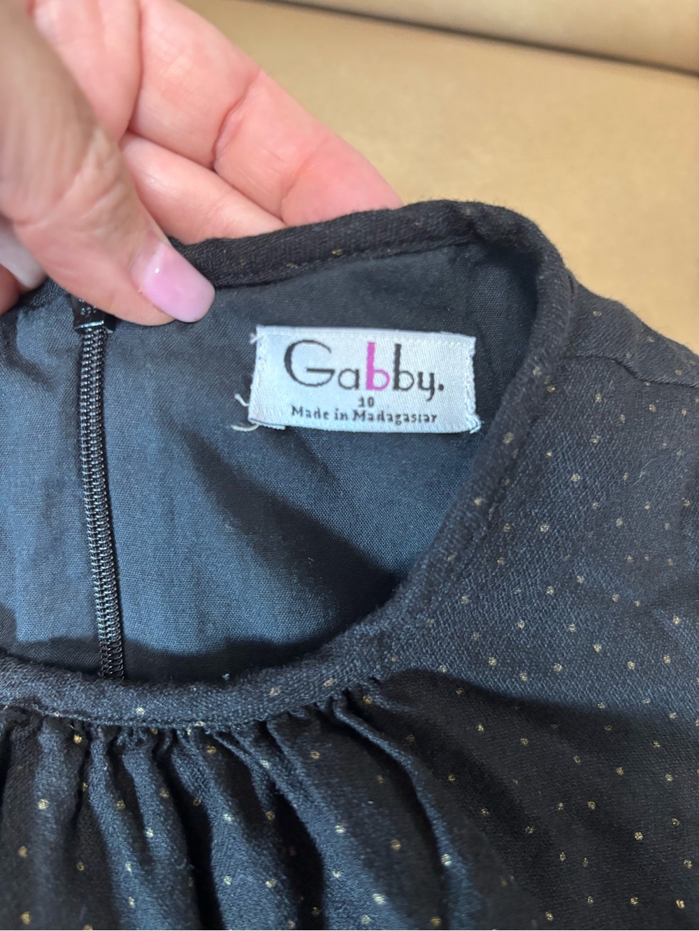 Black Dress with Gold Dot Accents - Kids
